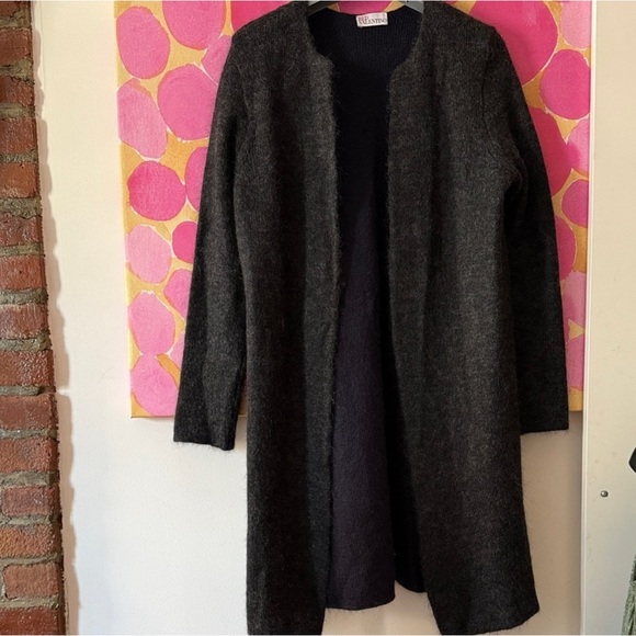 RED Valentino Dark Gray Soft Mohair Long Cardigan NEW